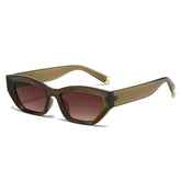 (6 PACK) Wholesale Sunglasses New Arrival Cat Eye Fashion Small Women 2025 - BulkSunglassesWholesale.com - Green Frame Gradient Tea Lens